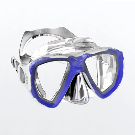 Masque Adulte Snorkeling TRYGON Bleu Blanc Clear