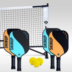 Lot 4 raquettes pickleball Yin Yang oranges/bleues, 3 balles et un filet