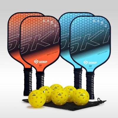 Pickleballset met 4 smart & fun rackets en 6 ballen - skinup sport
