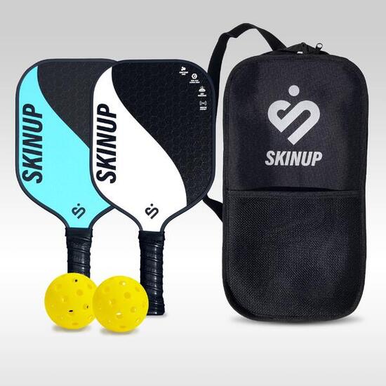 Kit pickleball 2 raquettes Bleu et Blanc, 2 balles et 1 housse - SKINUP Sport