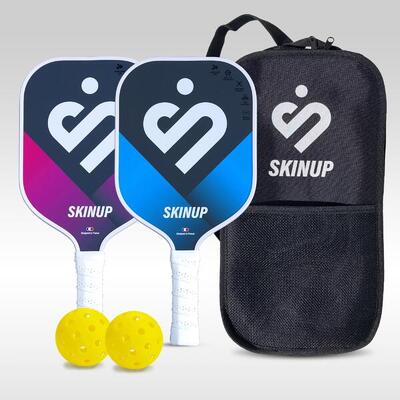 Pickleballset met 2 smart & pro rackets, 2 ballen en 1 hoes - skinup sport