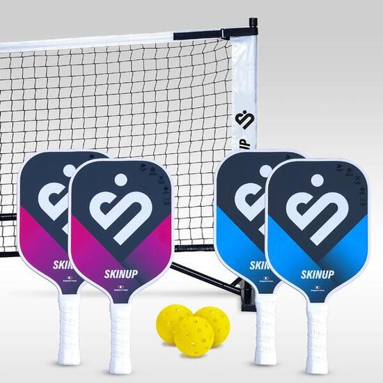 Pickleball-Set mit 4 Smart & Pro Schlägern, 3 Bällen und 1 Netz – SKINUP Sport