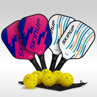 Pickleballset voor kinderen met 4 rackets en 6 ballen - skinup sport