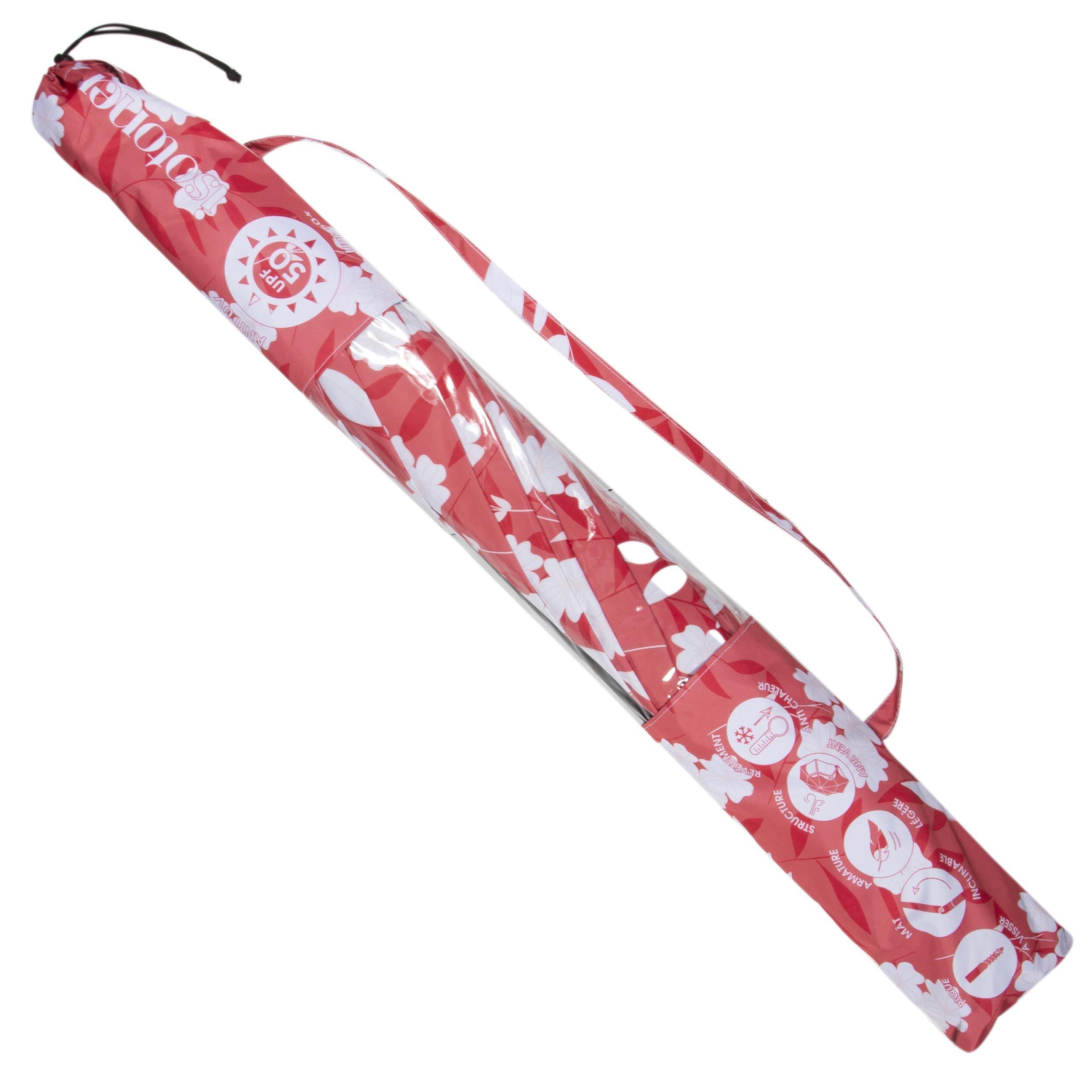 Parasol ultra résistant, structure anti vent, léger et anti uv upf50+ Rouge 2/5