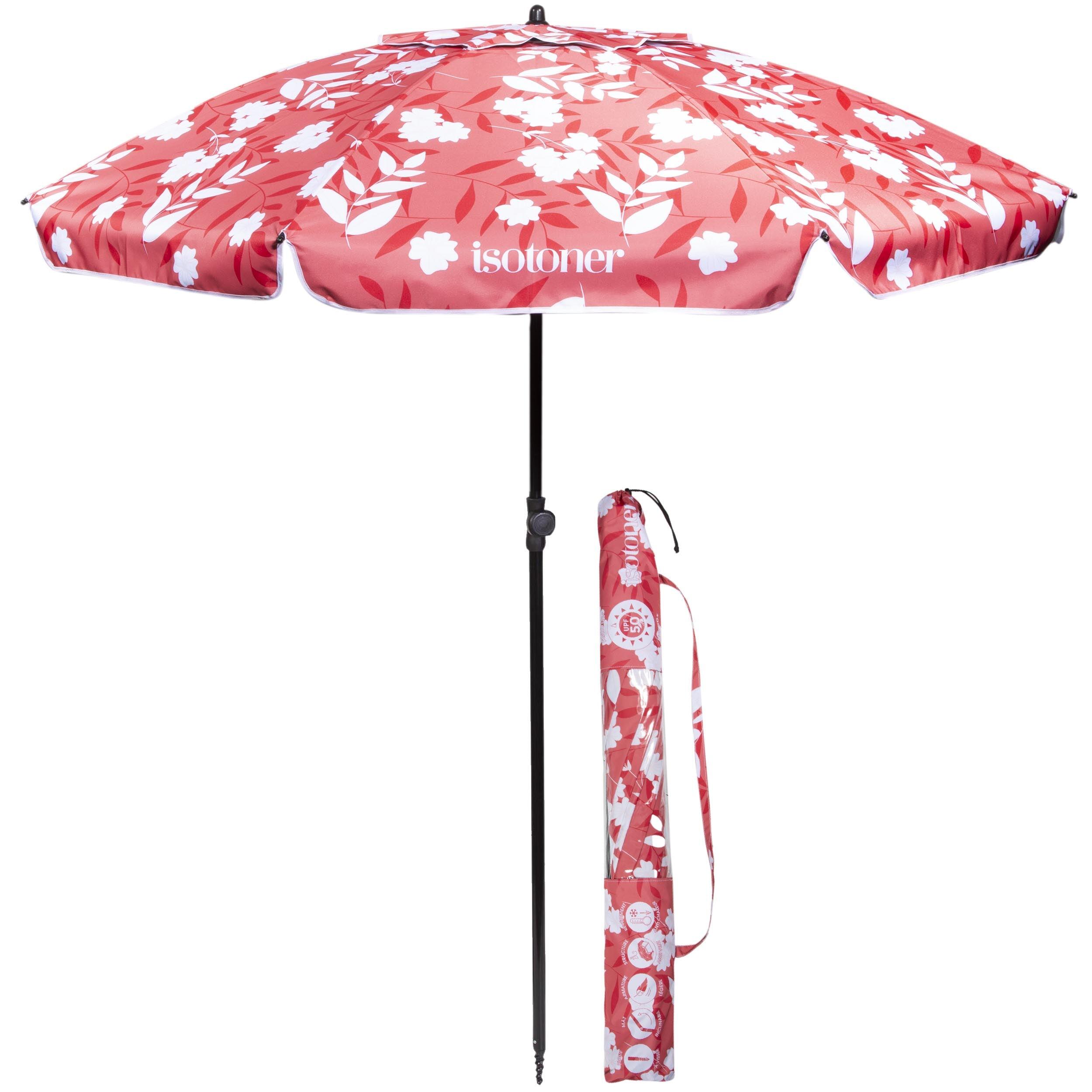 Isotoner - Parasol Ultra Résistant, Structure Anti Vent, Léger Et Anti Uv Upf50+ - Parasol - Blanc|rose - No Size - Decathlon