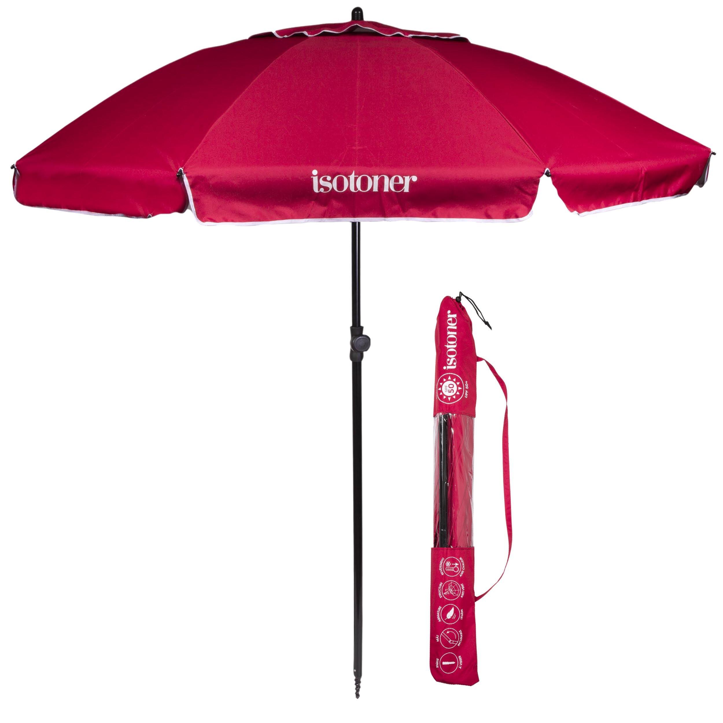 Isotoner - Parasol Ultra Résistant, Structure Anti Vent, Léger Et Anti Uv Upf50+ - Parasol - Bordeaux|rose - No Size - Decathlon
