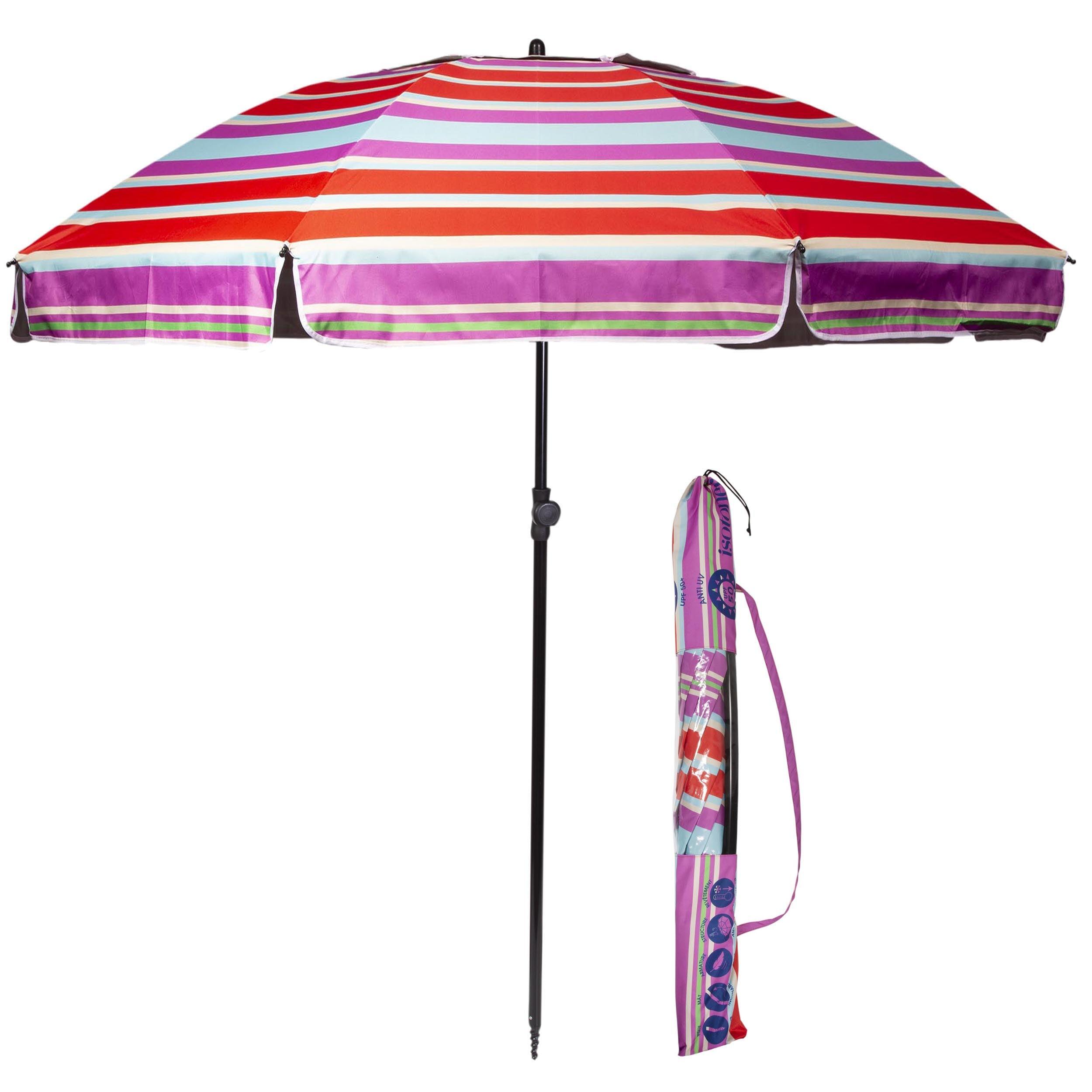 Isotoner - Parasol Ultra Résistant, Structure Anti Vent, Léger Et Anti Uv Upf50+ - Parasol - Rose|rouge - No Size - Decathlon