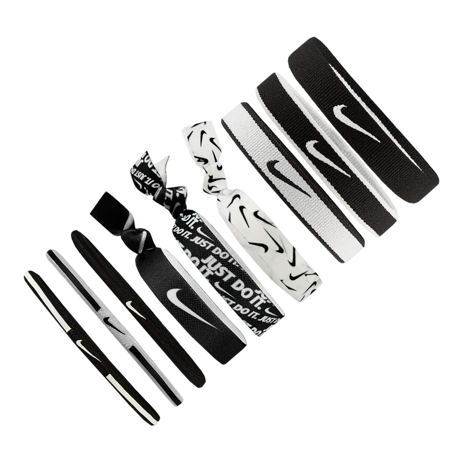 Elastici Per Capelli Misto Set Misura Confezione 9 Nike Bianco Nero 3/4