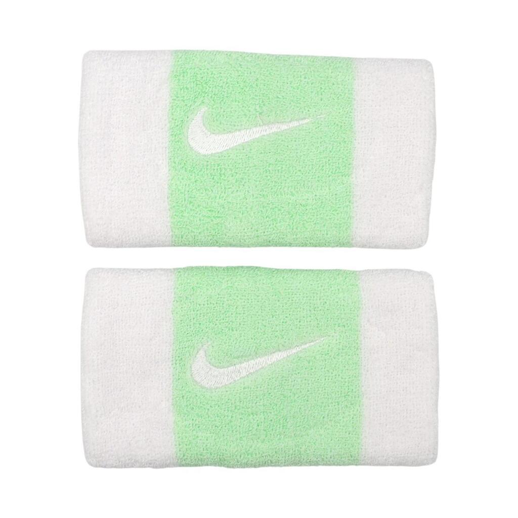 Swoosh Double Wide Wristband (Pack of 2) (White/Green)
