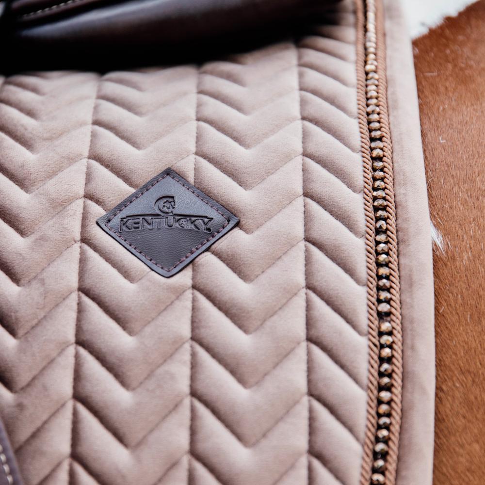 Tapis de selle velours pearls dressage beige 3/4