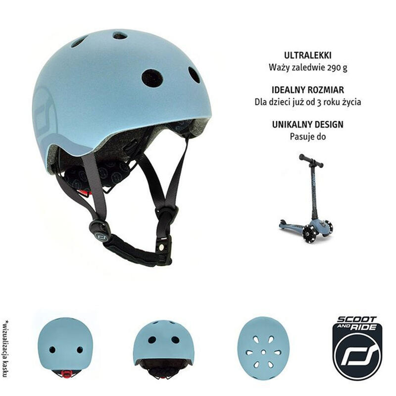 Kask dla dzieci Scootandride  S-M dla dzieci 3+ Steel