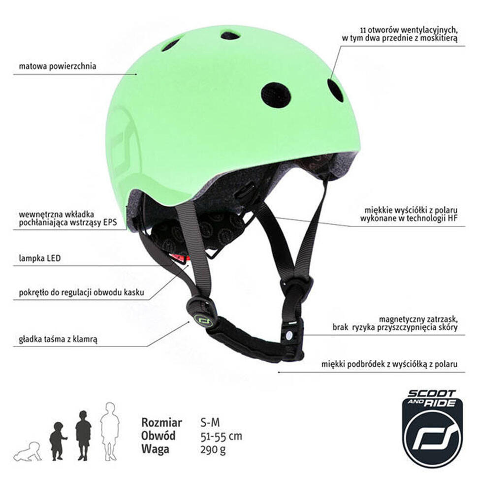 Kask dla dzieci Scootandride S-M dla dzieci 3+ Kiwi