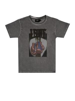 Jongens-t-shirt met korte mouwen en 'washed'-print