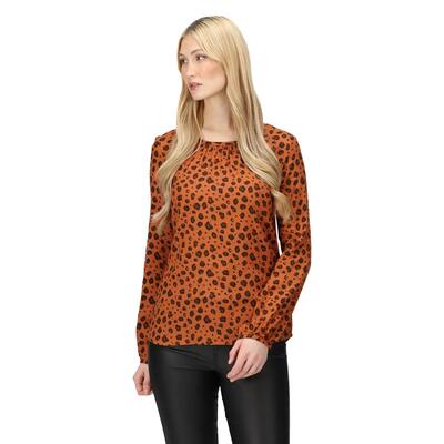 Dames hadria dierenprint blouse (koperen amandel)