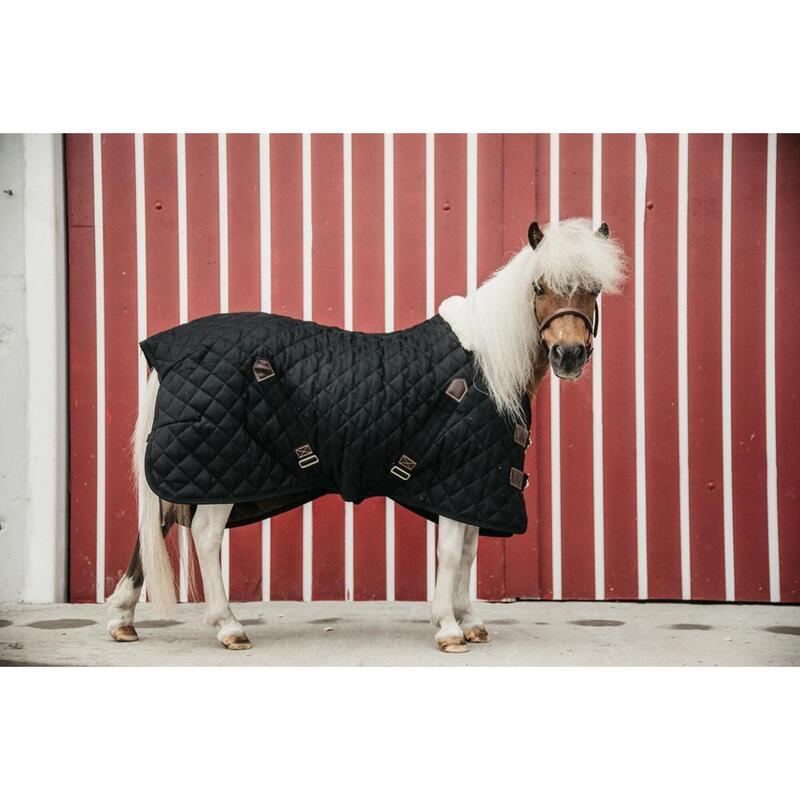 Couverture d’écurie - 600D - 80 cm / 4'0 - Fourrure de lapin vegan - Noir