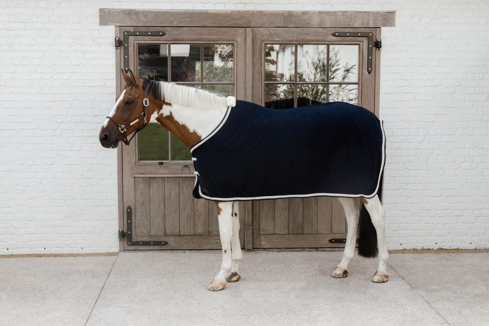KENTUCKY HORSEWEAR Zweetdeken fleece gevlochten touw marine 160-7'0