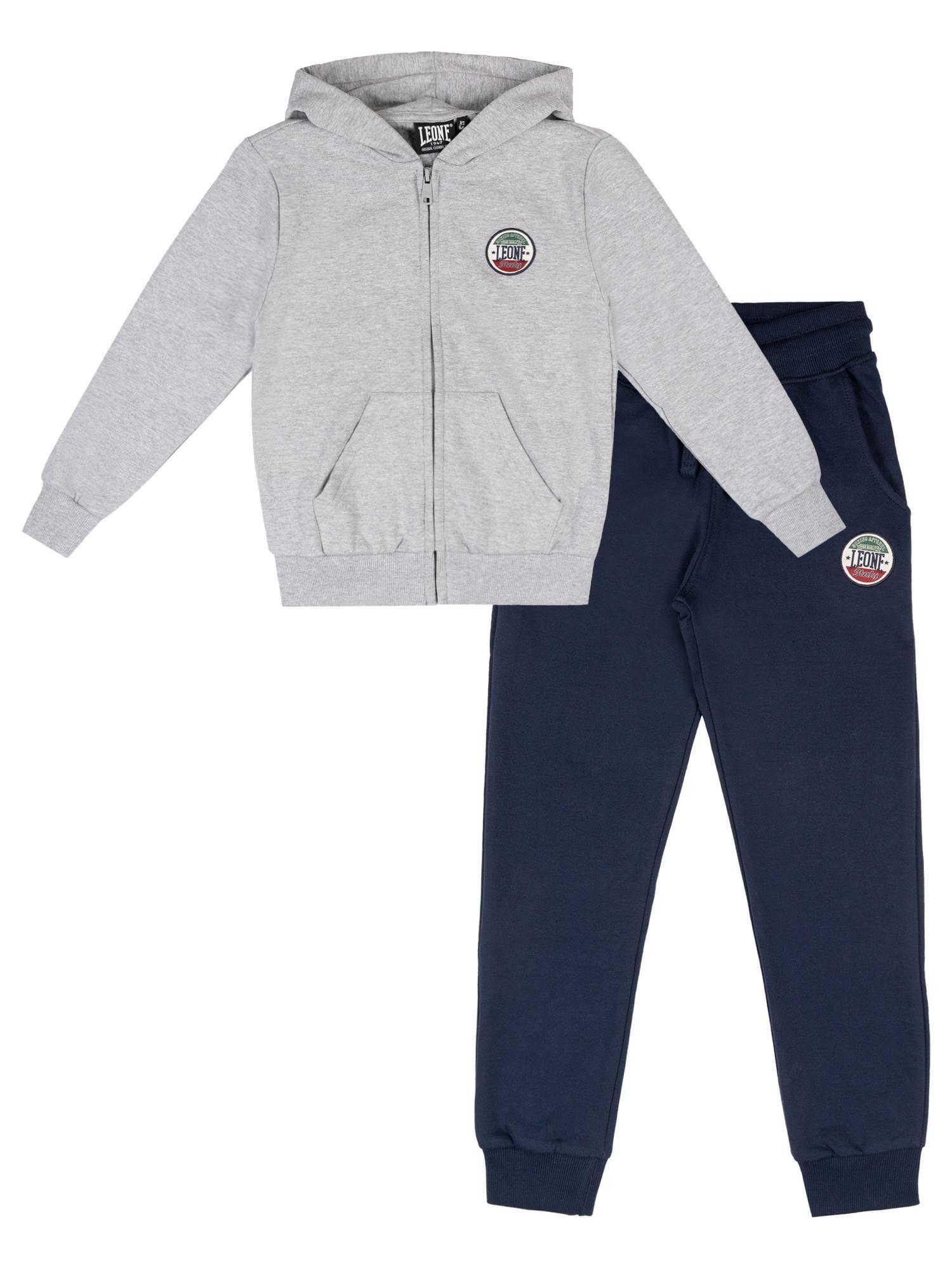 LEONE 1947 APPAREL Kinder-Winter-Trainingsanzug „Italy“ mit Kapuze und Reißverschluss