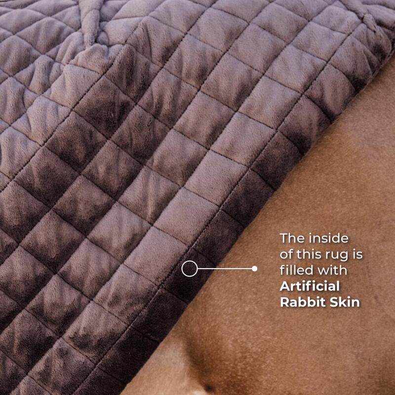 Couverture d’écurie - 600D - 80 cm / 4'0 - Fourrure de lapin vegan - Noir