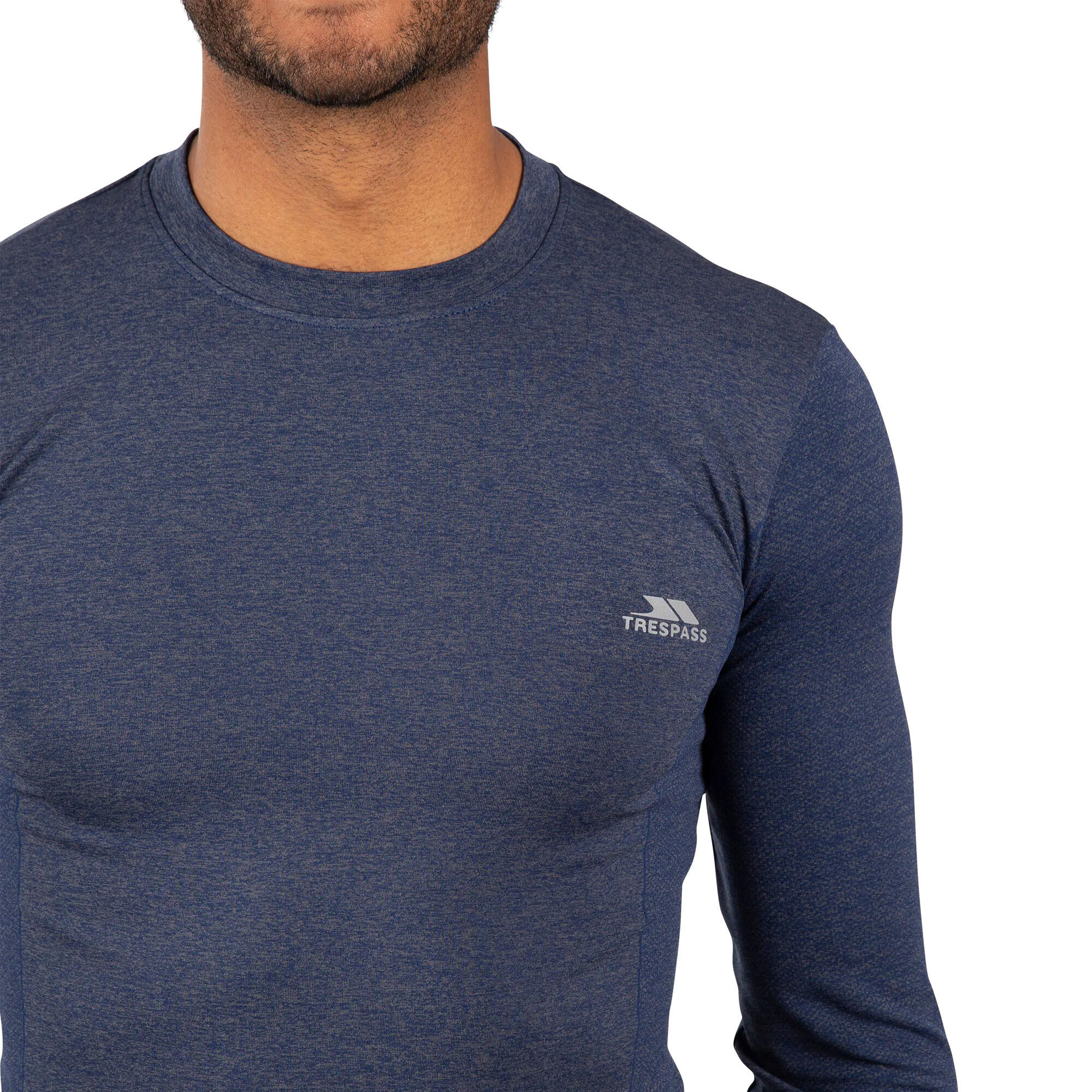 Timo Langarm Active Top Herren Marineblau meliert 3/5