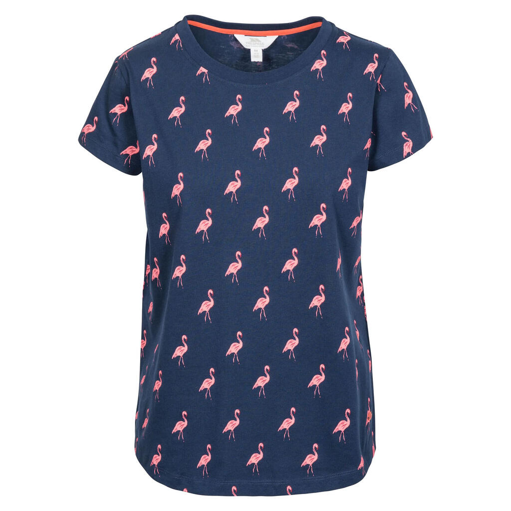 Womens Carolyn Short Sleeved Patterned T Shirt (Navy Flamingo)