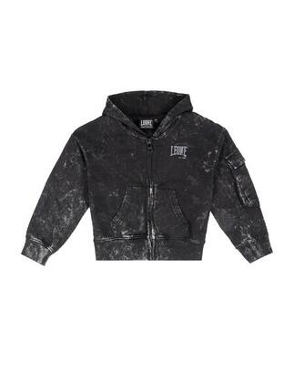 Sweat fille effet marbré "Gen Z" avec zip et capuche