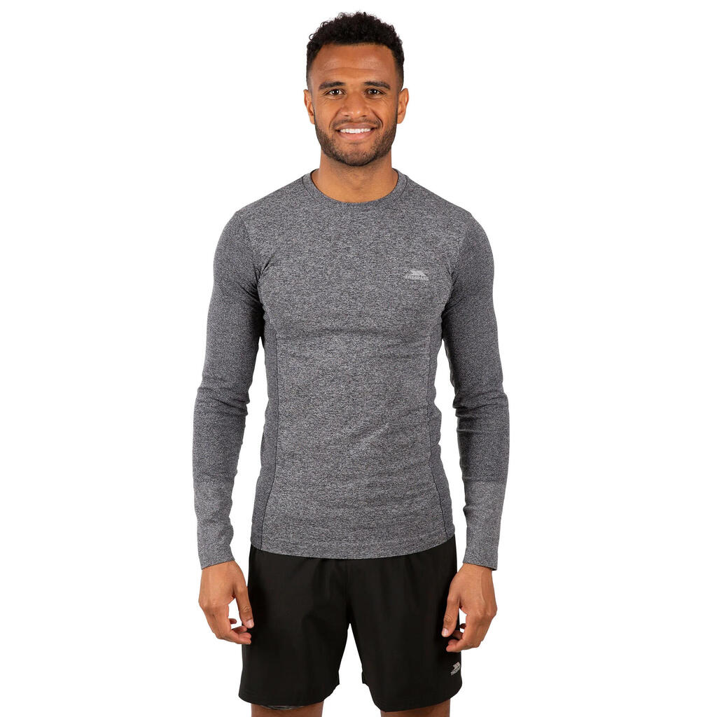 Mens Timo Long Sleeve Active Top (Black Marl)