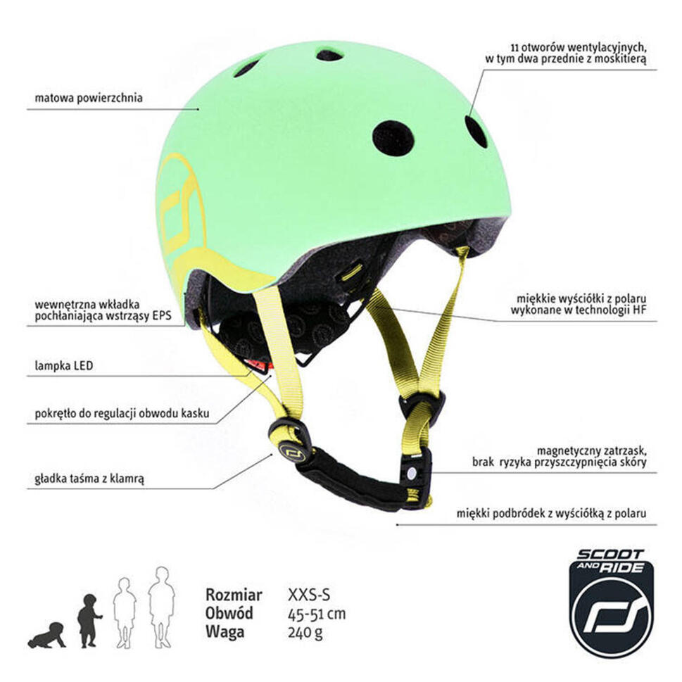 Kask dla dzieci Scootandride XXS-S dla dzieci 1-5 lat Kiwi