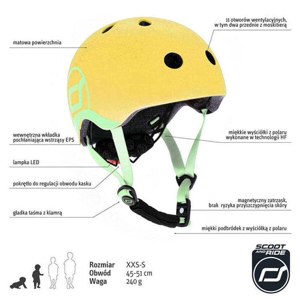 Kask dla dzieci Scootandride XXS-S dla dzieci 1-5 lat Lemon