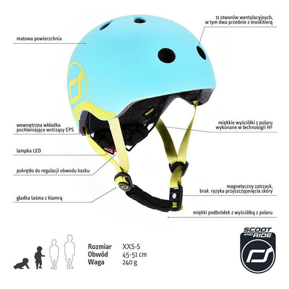 Kask dla dzieci Scootandride XXS-S dla dzieci 1-5 lat Blueberry 45-51 cm