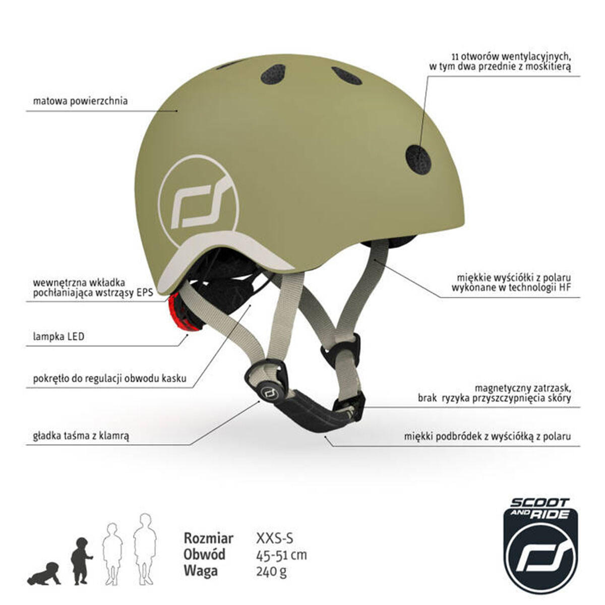 Kinderhelm Olive XXS-S (45-51cm) 2/5