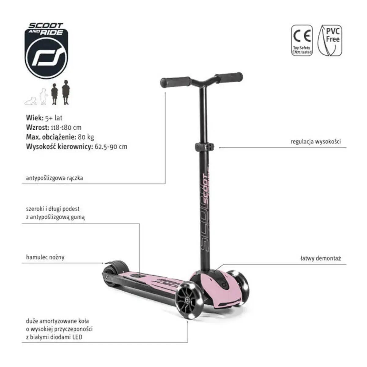Scooter Highwaykick 5 LED rosa. Patine e ande. 2/3