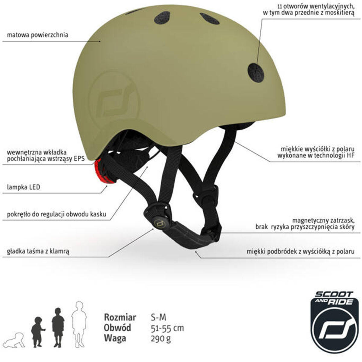 Casco per bambini Scootandride S-M Olive 2/7