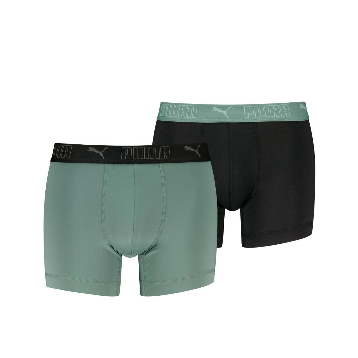 PUMA Sport Boxershorts Microfiber 2-pack Dark Sage / Zwart