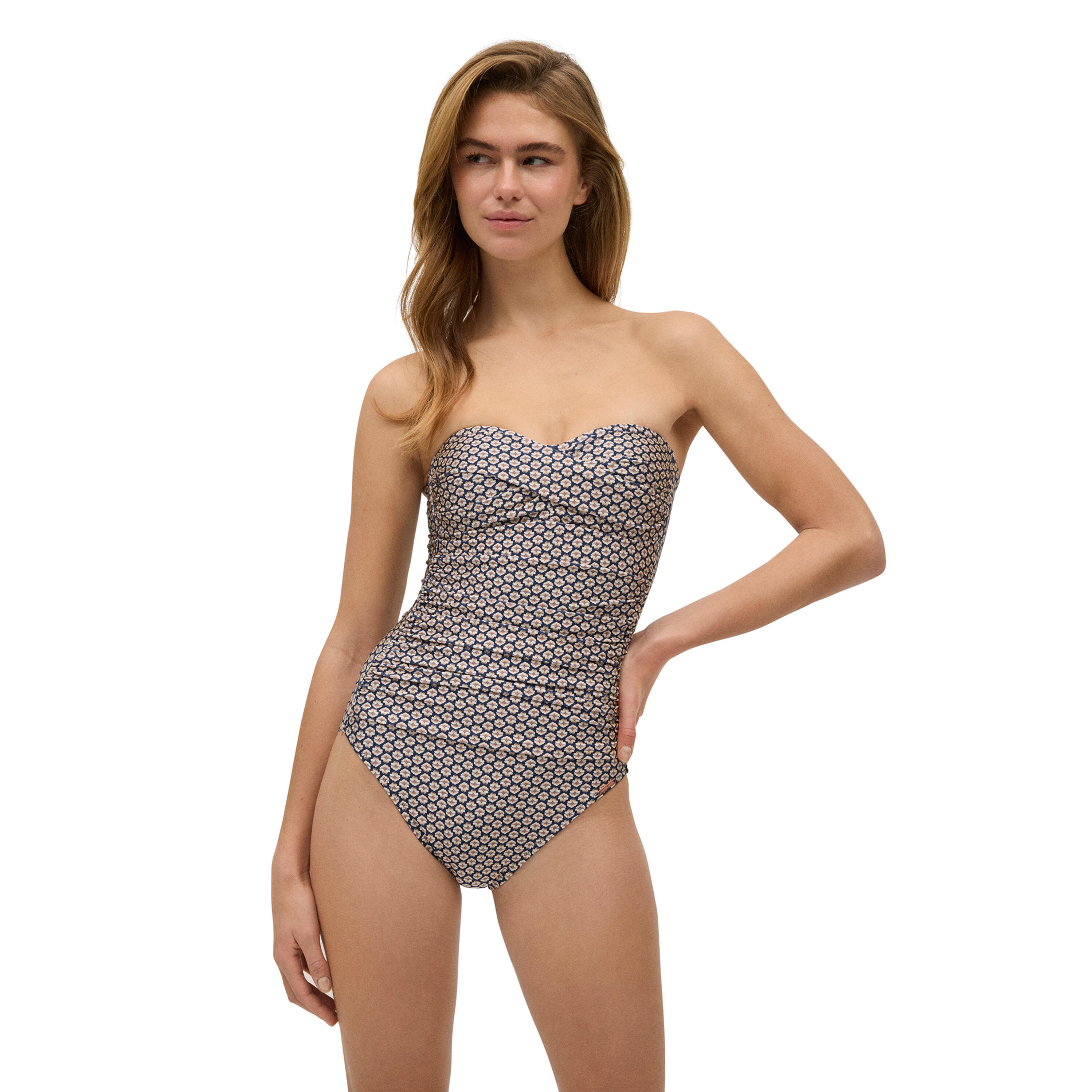 YSABEL MORA Bañador reductor bandeau estampado con brillo
