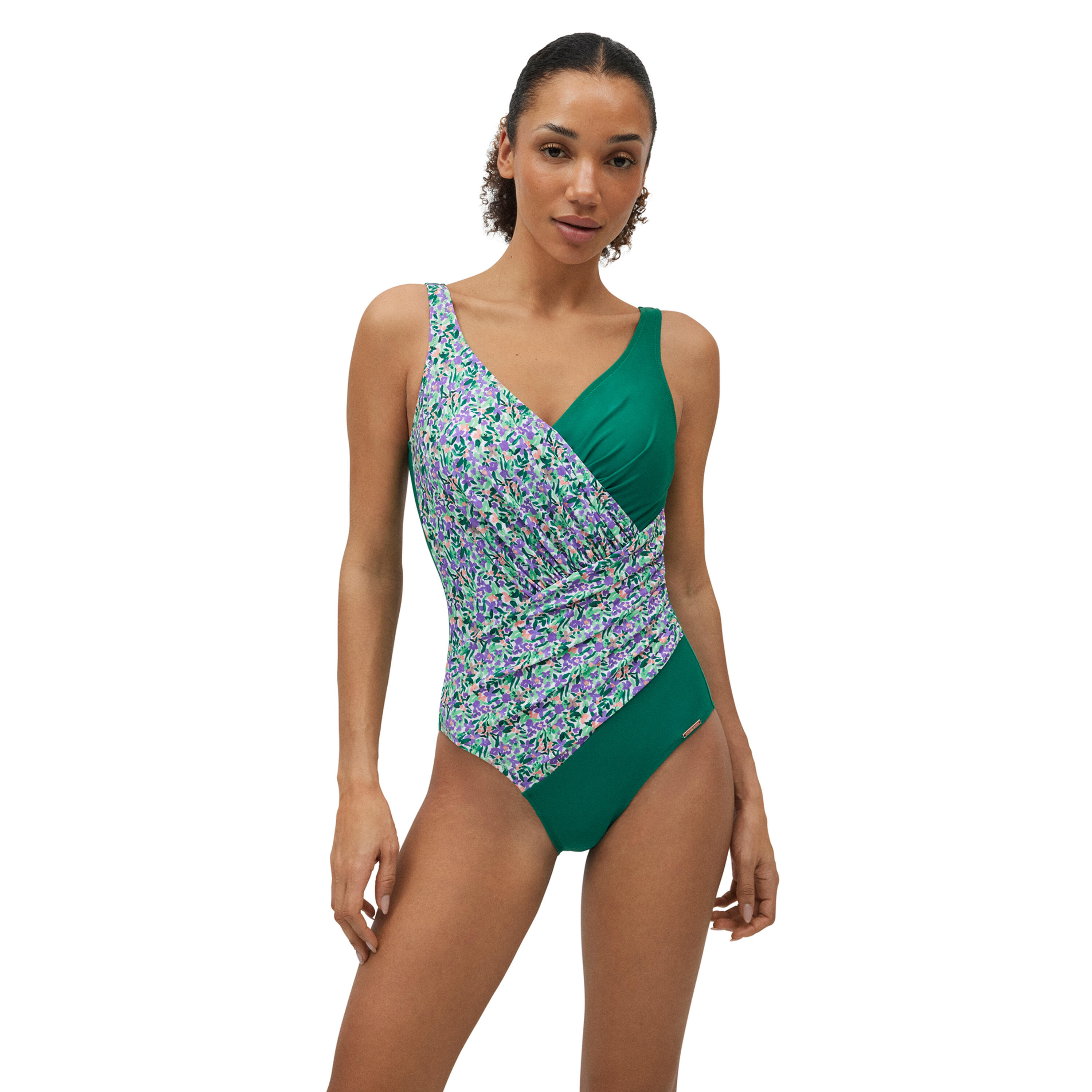 YSABEL MORA Bañador moldeador verde con estampado