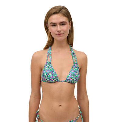 Top bikini triángulo estampado micropiqué copa B