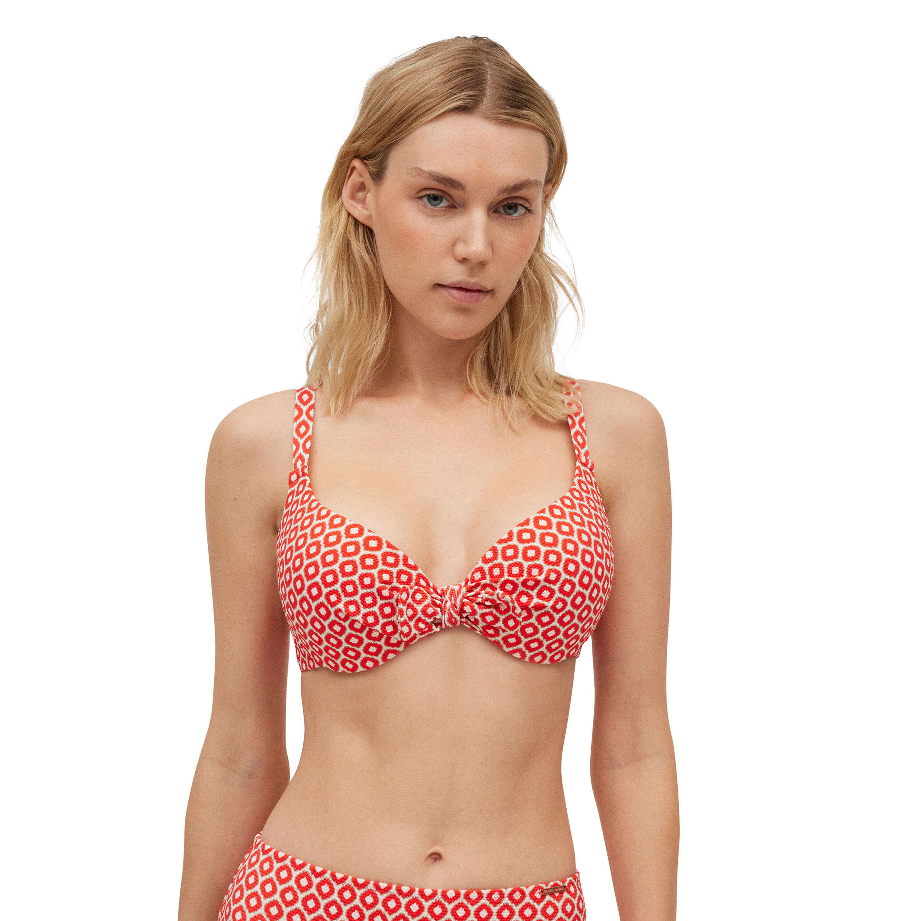 YSABEL MORA Top bikini aro clásico tirantes anchos estampado piqué copas C y D
