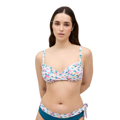 Top bikini reductor flores micropiqué copa C