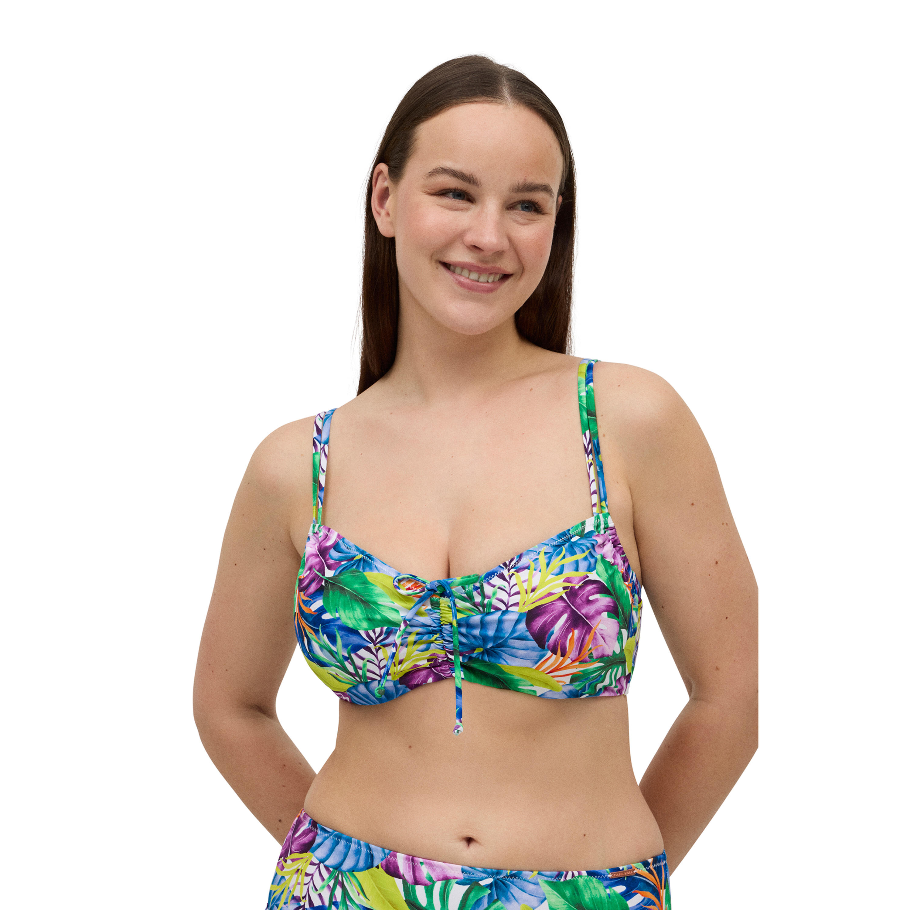 YSABEL MORA Top bikini reductor estampado tropical copas C y E