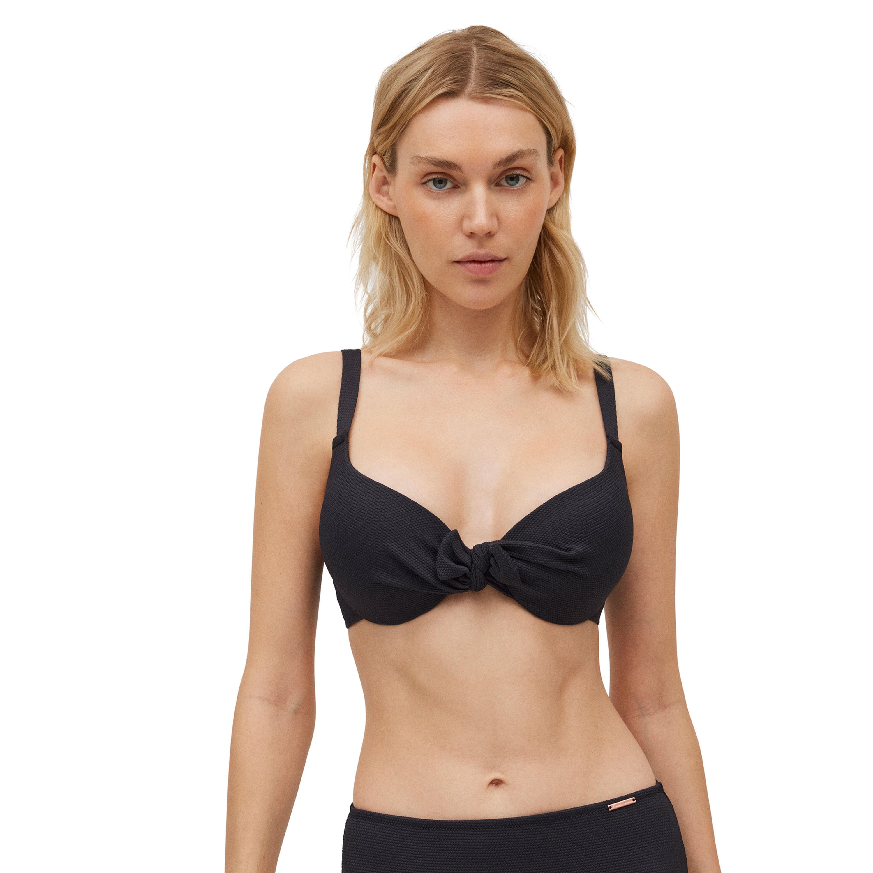 YSABEL MORA Top bikini piqué tirantes anchos negro copa C