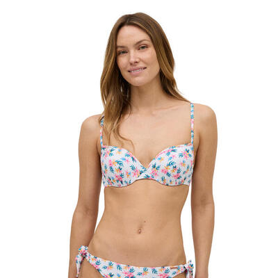 Top bikini flores micropiqué copa B