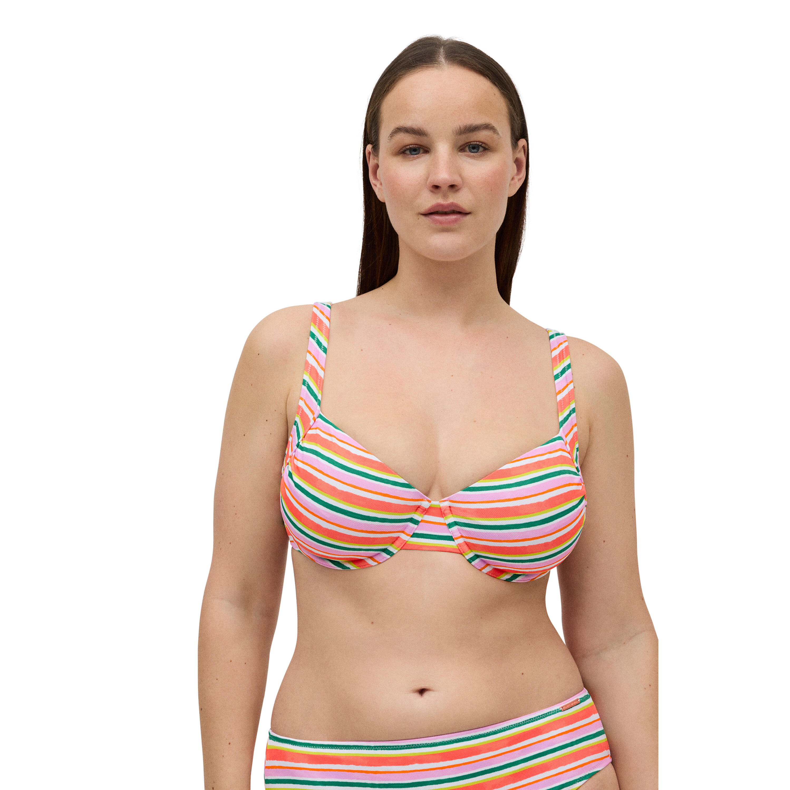YSABEL MORA Top bikini reductor estampado de rayas micropiqué copas C y D