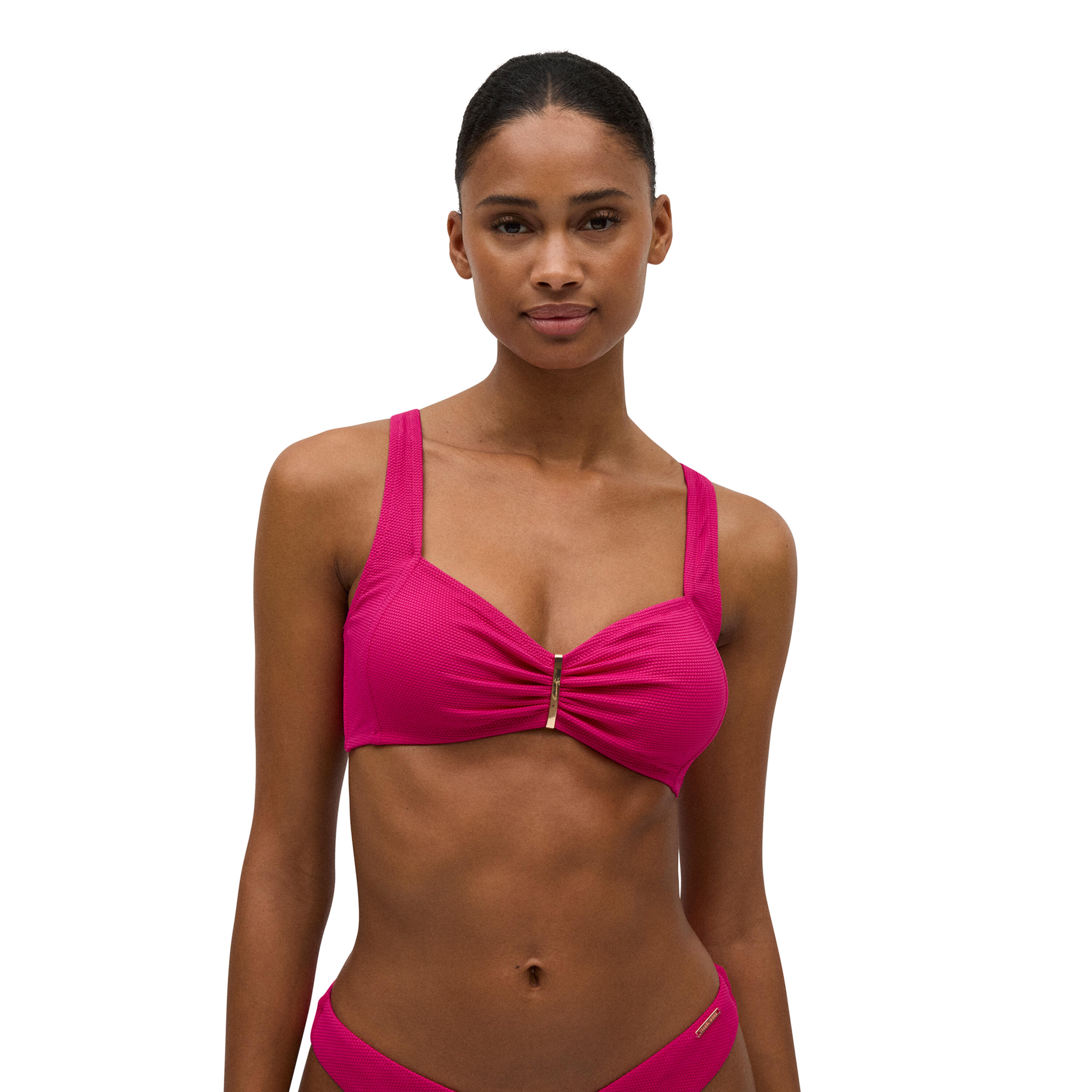 YSABEL MORA Top bikini tirantes multiposición piqué fucsia copa B