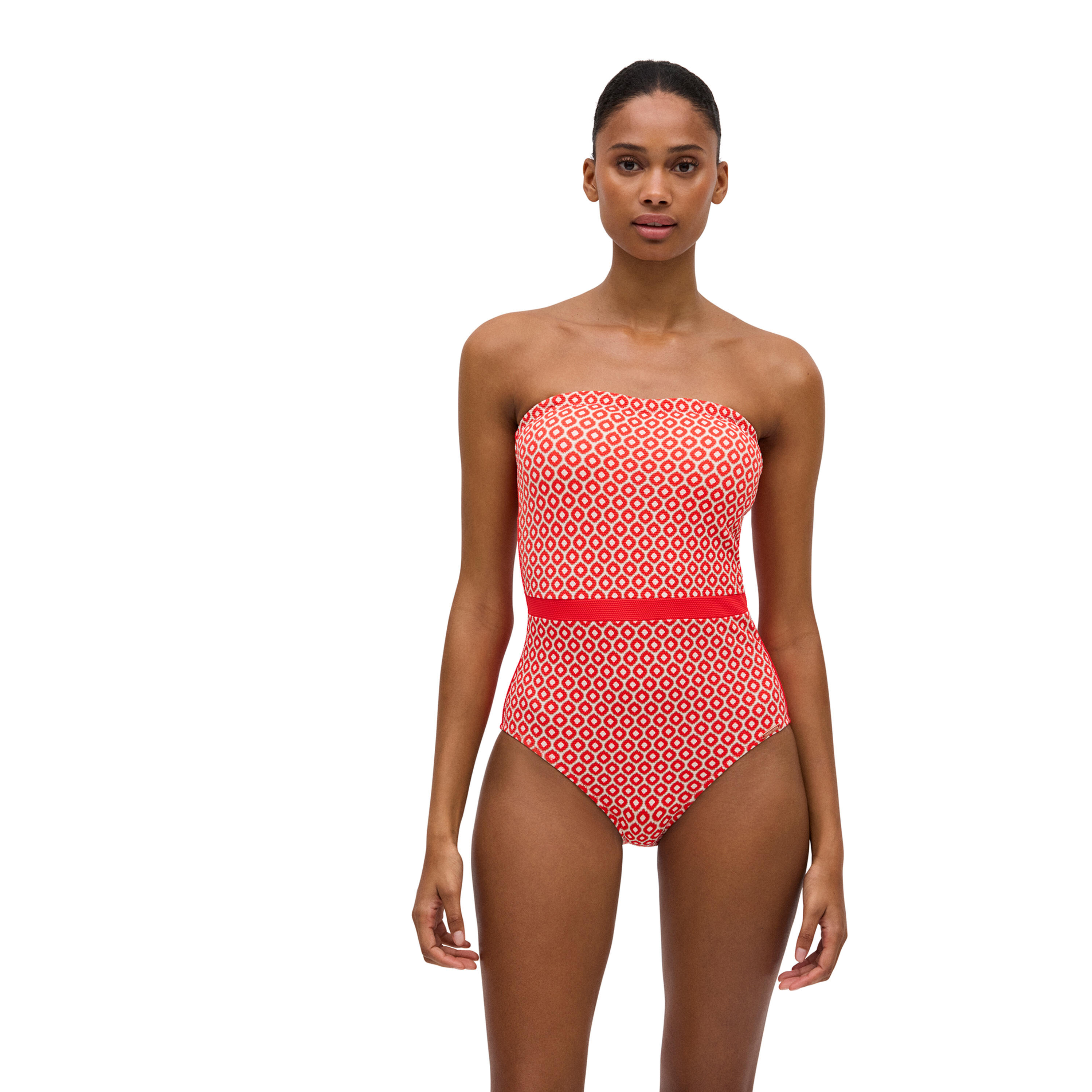 YSABEL MORA Bañador bandeau estampado piqué