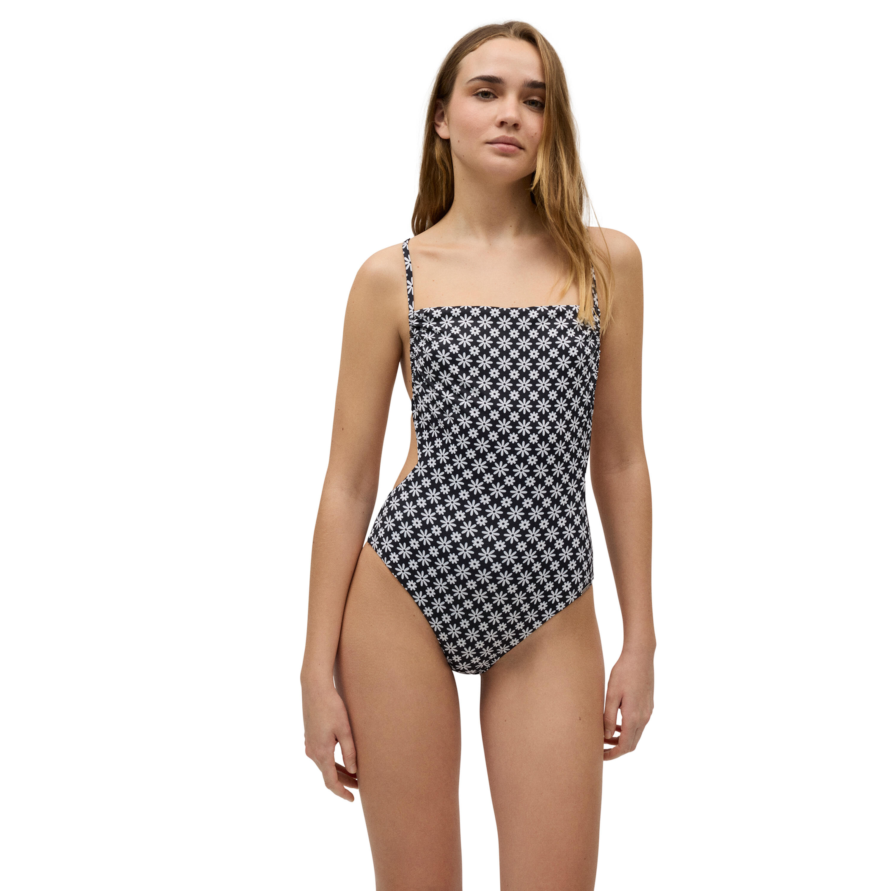 YSABEL MORA Bañador trikini sin relleno espalda descubierta blanco y negro