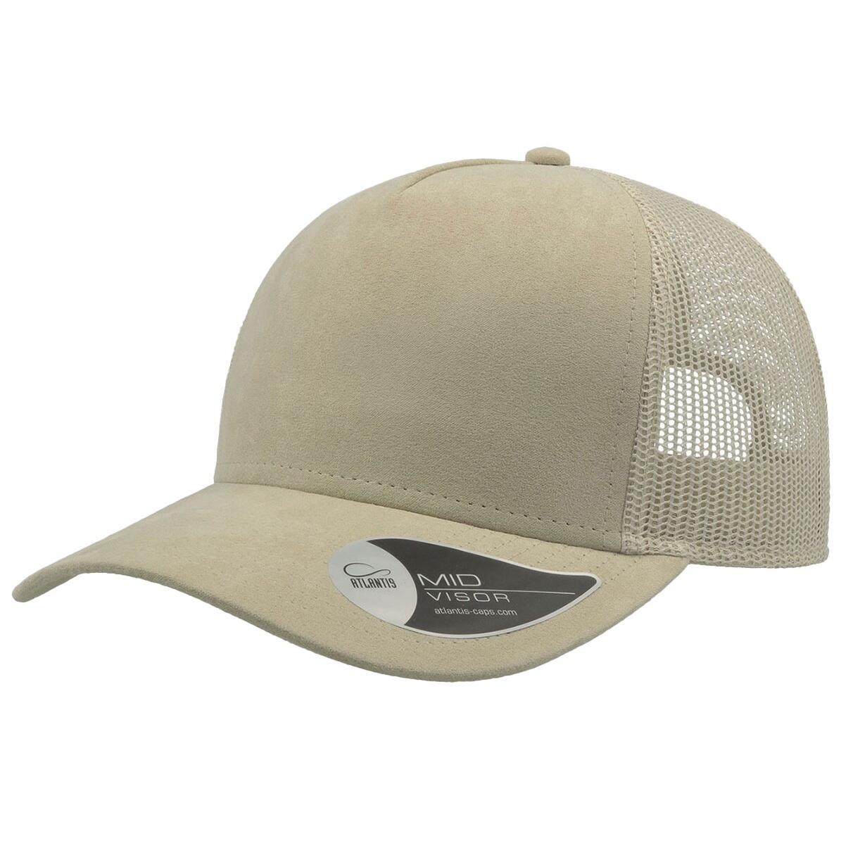 ATLANTIS Rapper Faux Suede 5 Panel Trucker Cap (Beige)