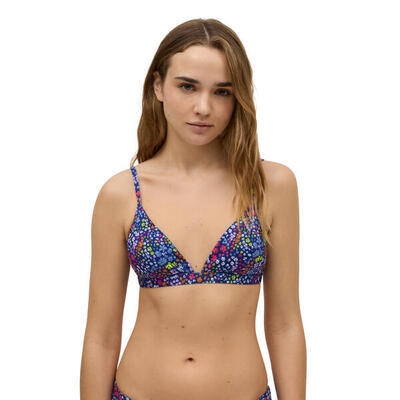 Top bikini triángulo flores copa B