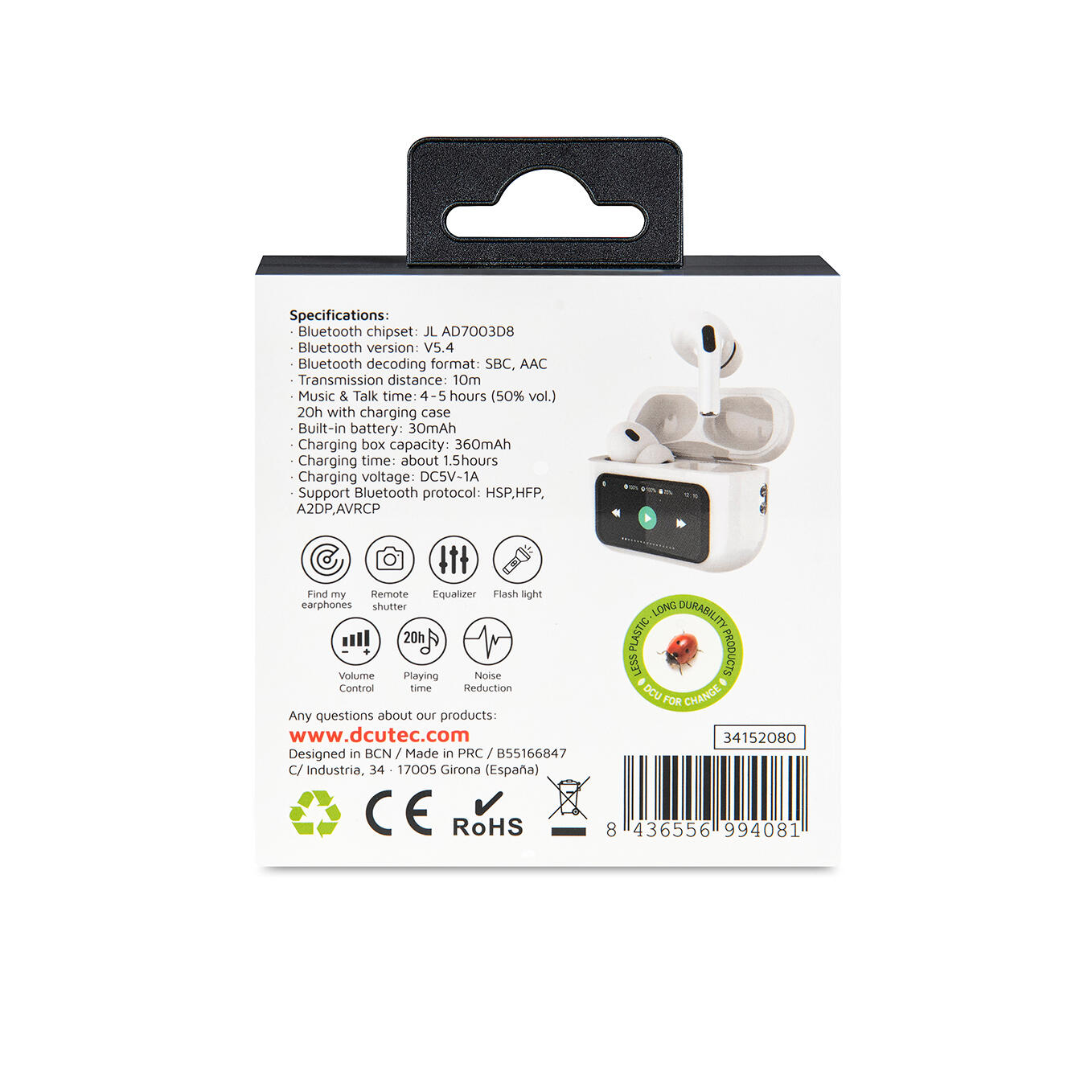Oreillette Bluetooth DCU 34152080 Blanc 6/7