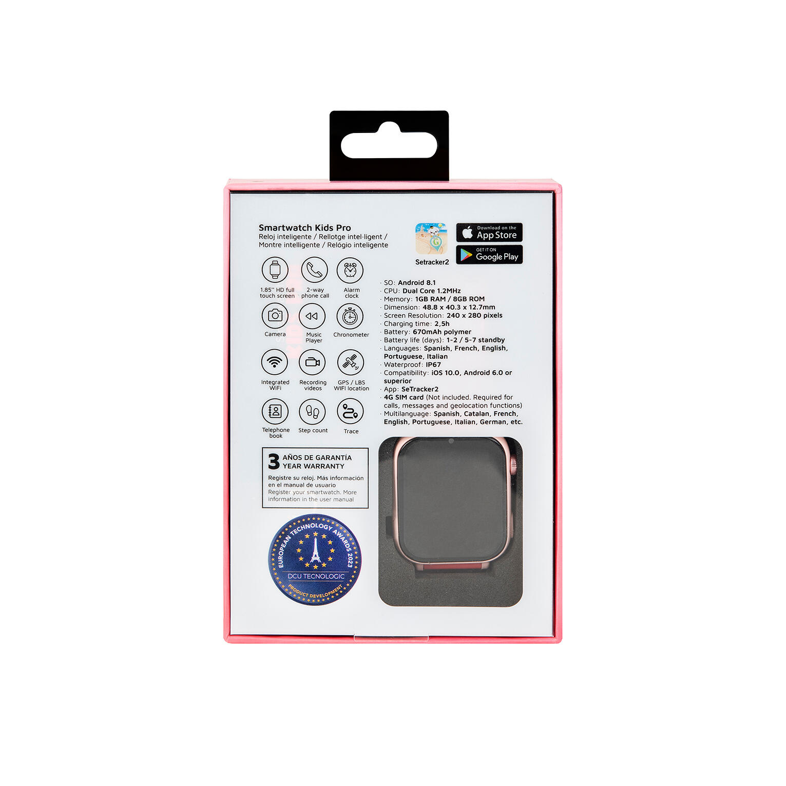 Reloj Inteligente KIDS PRO GPS & videollamadas negro/correa tela rosa 5/5