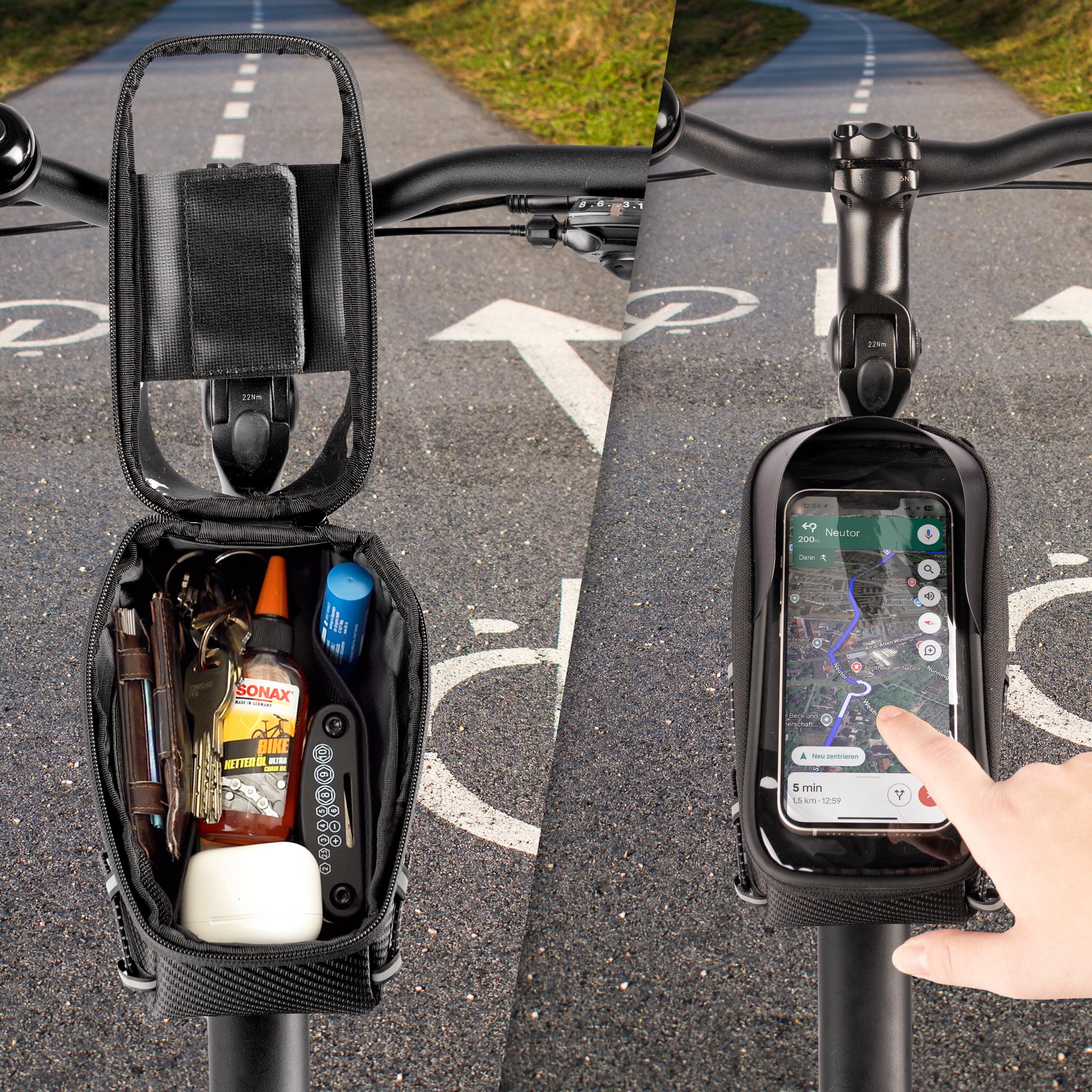 Frame Bag - con scomparto per telefono e protezione contro la pioggia nera 2/7